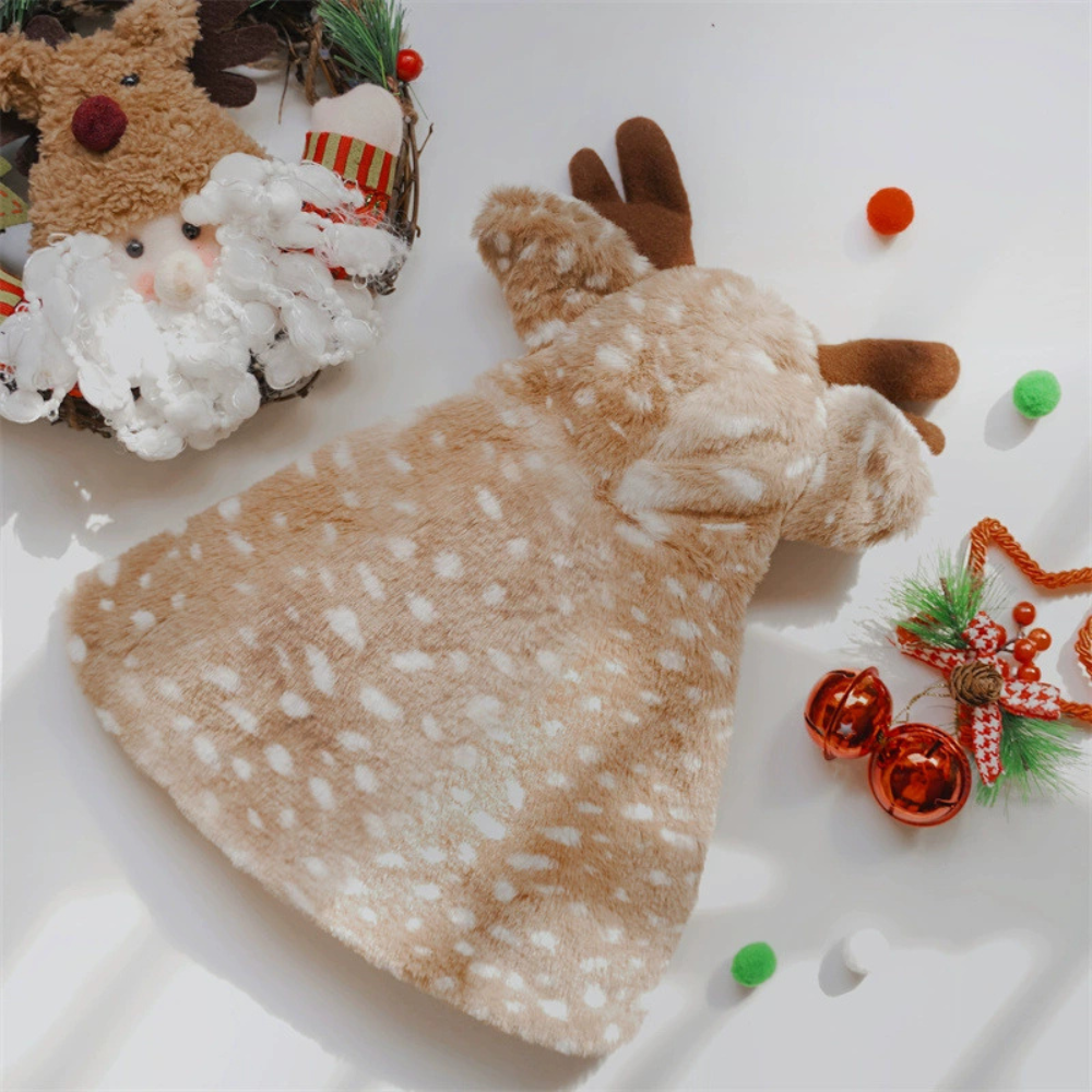 Christmas Reindeer Cape Costume for Dogs and Cats with Hat