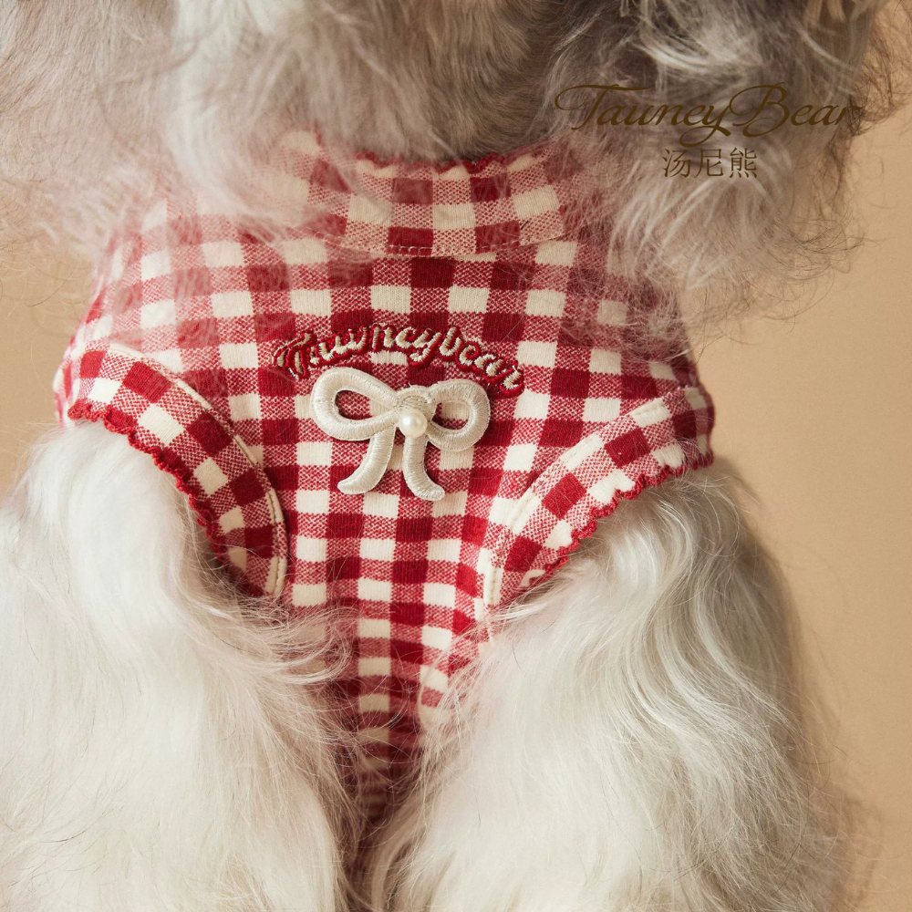 Red Plaid Dog Vest for Small Dogs