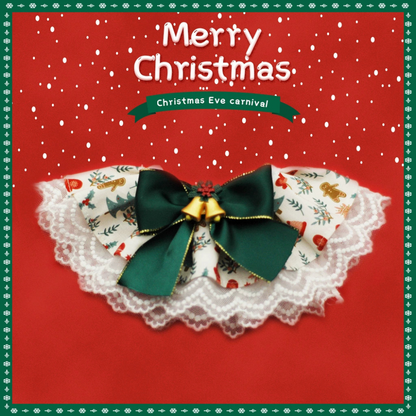 Christmas Lace Pet Bib Collar – Adjustable Neck Accessory for Cats and Dogs