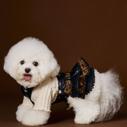 Autumn Dog Dress for Female Dogs Leopard Print Suspender Dress