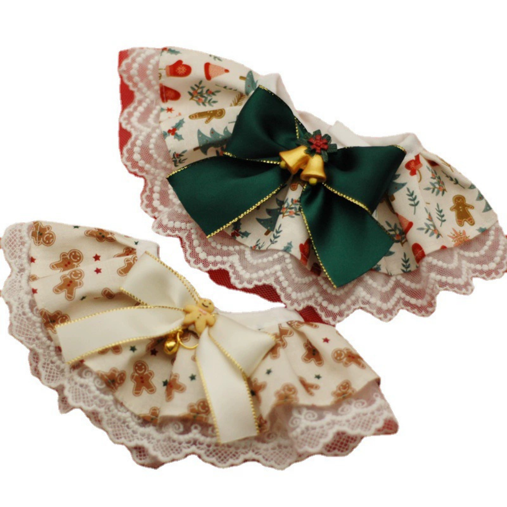 Christmas Lace Pet Bib Collar – Adjustable Neck Accessory for Cats and Dogs