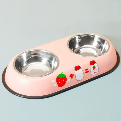 Colorful Printed Double Stainless Steel Pet Bowl