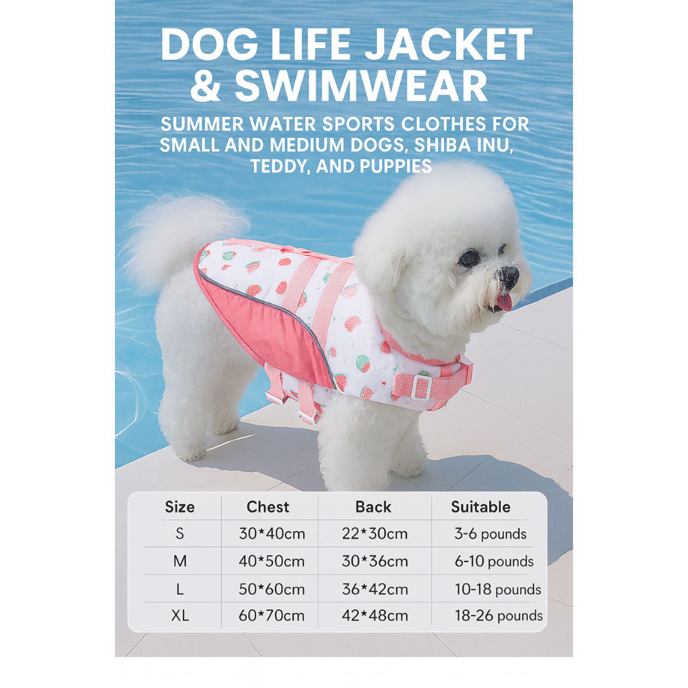 Dog Life Jacket Swimwear – Summer Water Outfit for Small & Medium Dogs