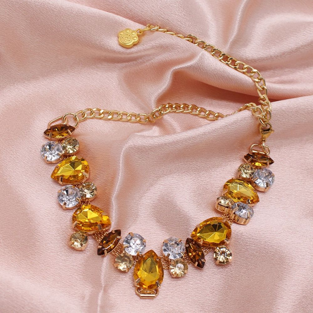 Luxury Gemstone  Pearl Pet Necklace