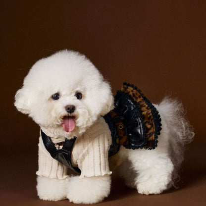 Autumn Dog Dress for Female Dogs Leopard Print Suspender Dress