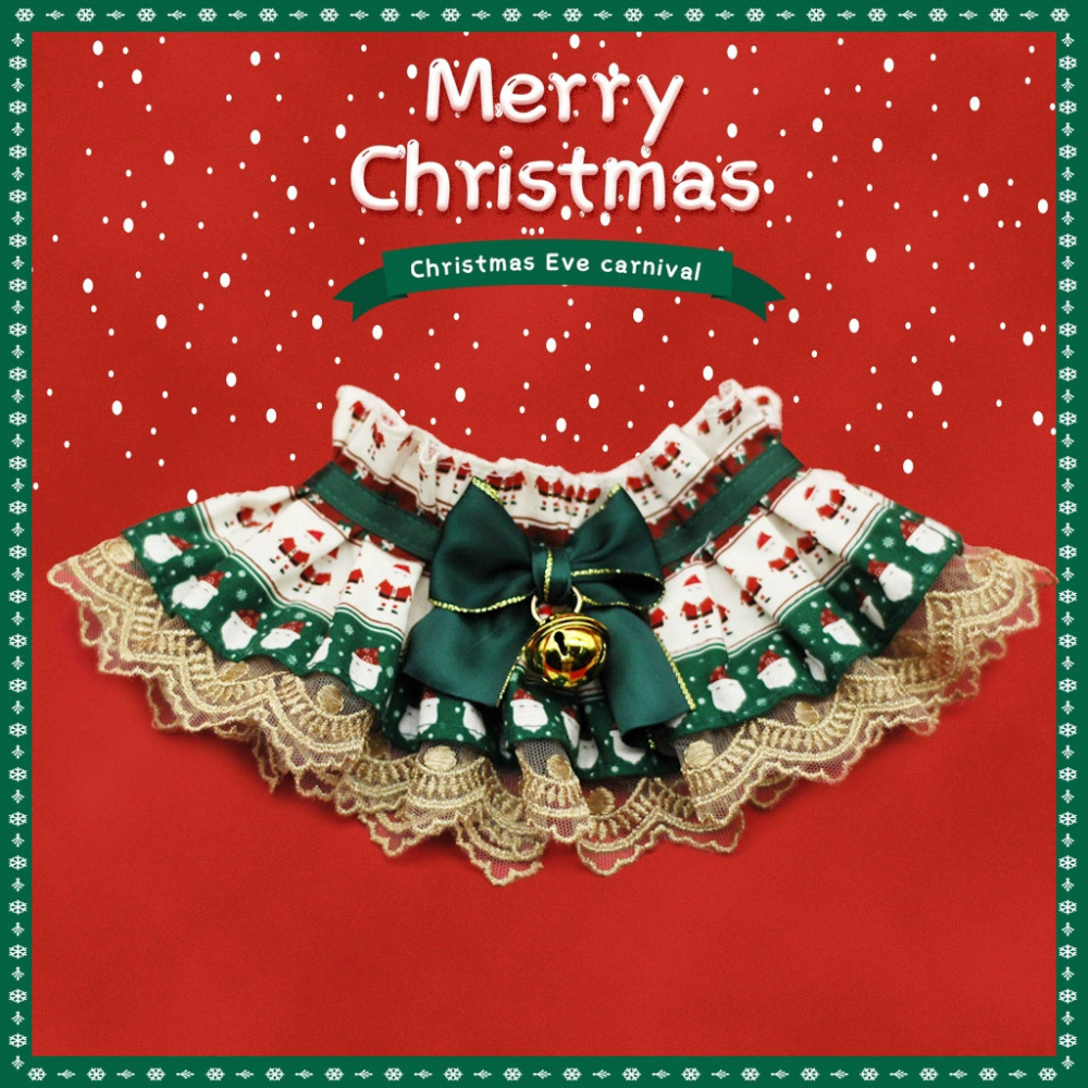 Christmas Lace Pet Bib Collar – Adjustable Neck Accessory for Cats and Dogs