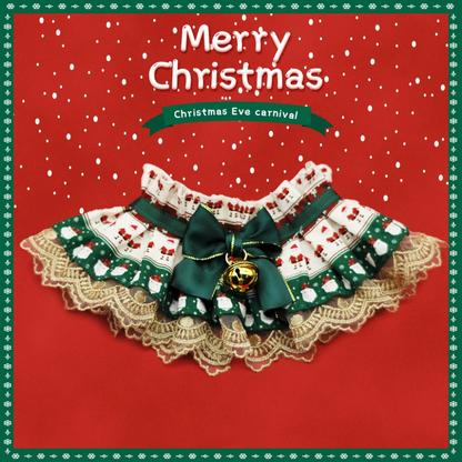 Christmas Lace Pet Bib Collar – Adjustable Neck Accessory for Cats and Dogs