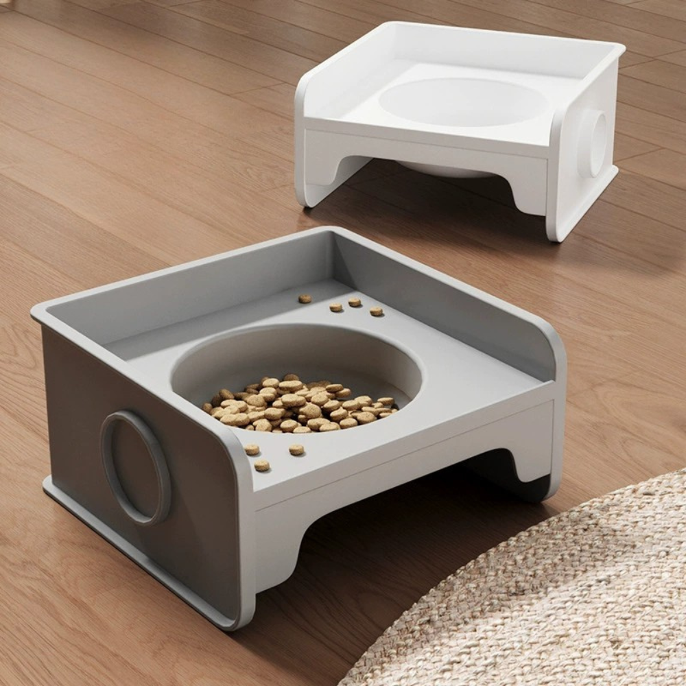 Modular Elevated Plastic Pet Bowl with Anti-Spill Design