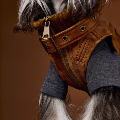 Autumn Vintage Cool Sleeveless Leather Dog Vest
