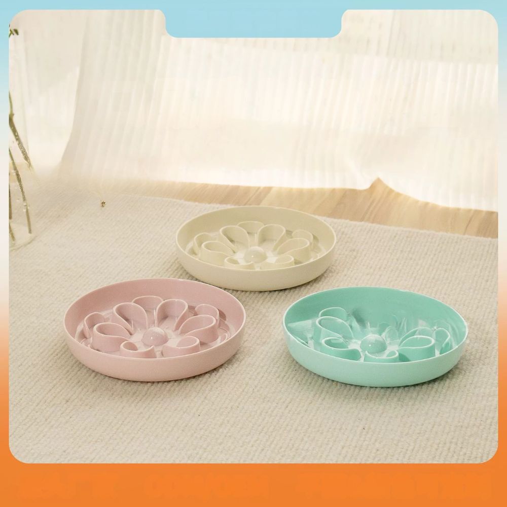 Flower Slow Feeder Melamine Cat Bowl