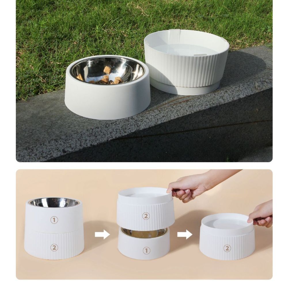 Elevated Stainless Steel Dog Bowl with Detachable Base