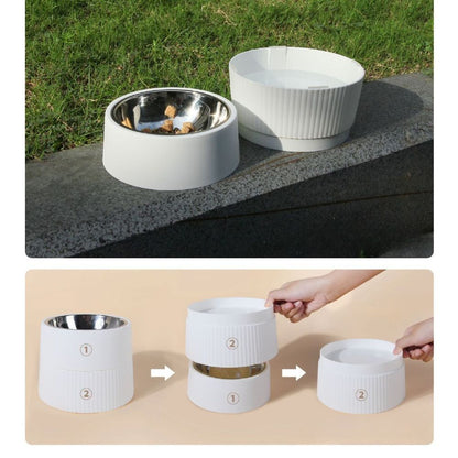Elevated Stainless Steel Dog Bowl with Detachable Base