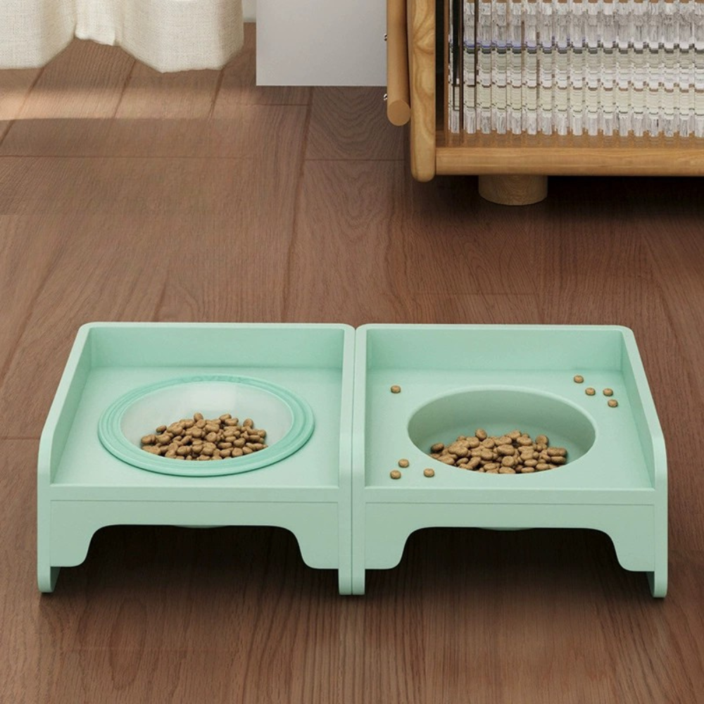 Modular Elevated Plastic Pet Bowl with Anti-Spill Design