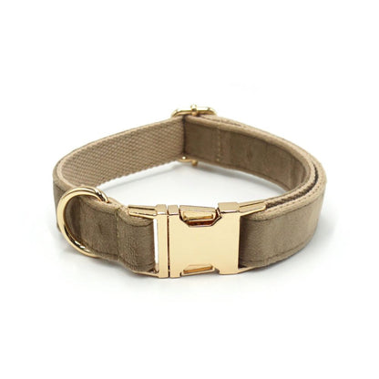 Personalized Velvet Dog Collar with Custom Engraved Metal Buckle