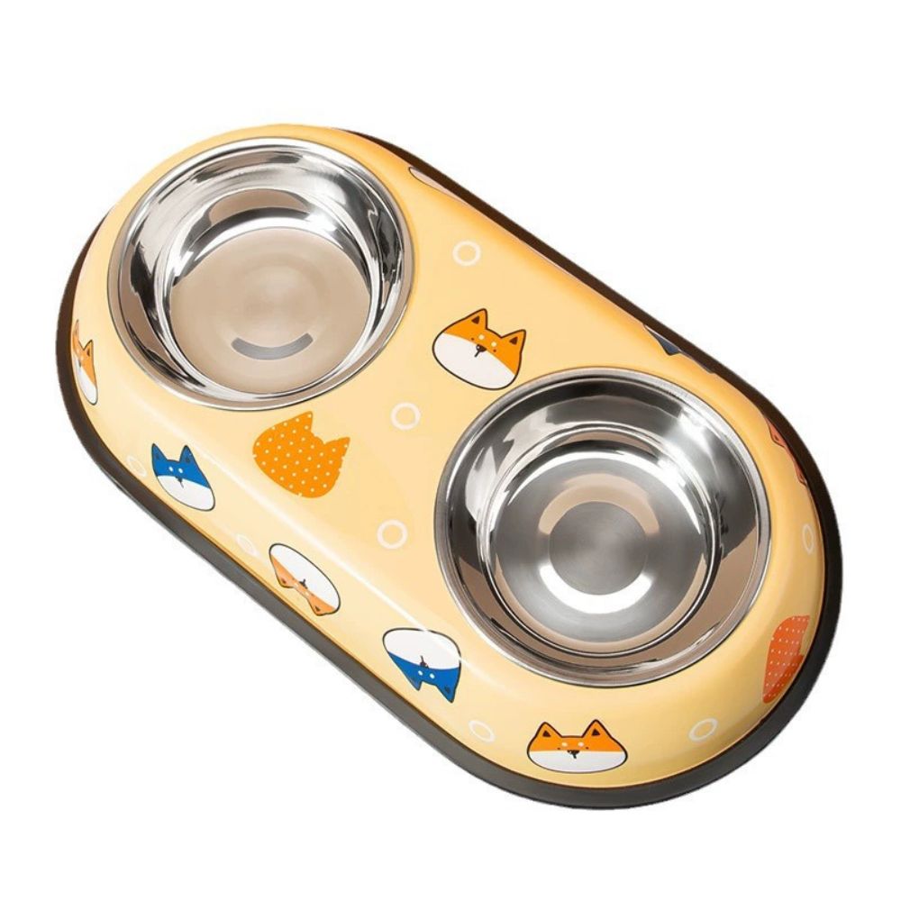 Colorful Printed Double Stainless Steel Pet Bowl