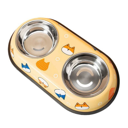 Colorful Printed Double Stainless Steel Pet Bowl
