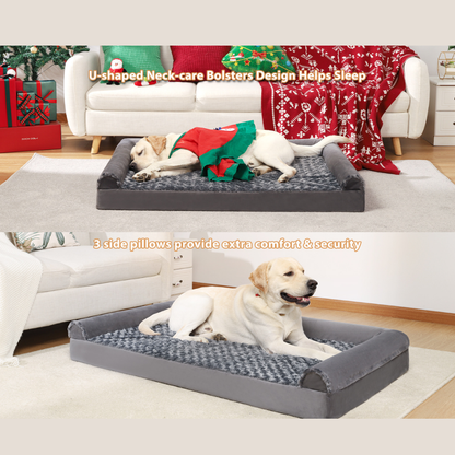 Waterproof Memory Foam Plush Dog Bed