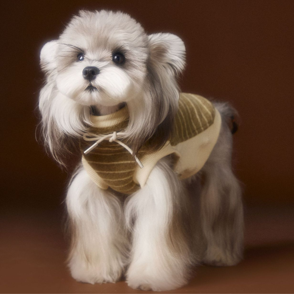 Dog Autumn Striped Sleeveless Hoodie