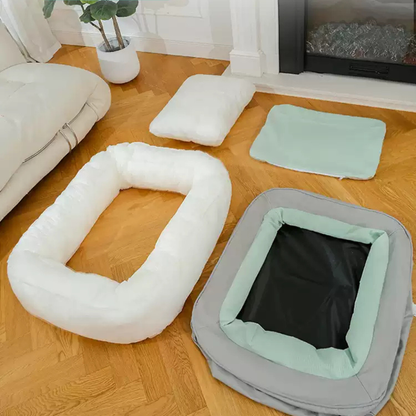 Semi-Enclosed Plush Dog Bed for Winter Warmth and Comfort