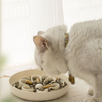 Flower Slow Feeder Melamine Cat Bowl
