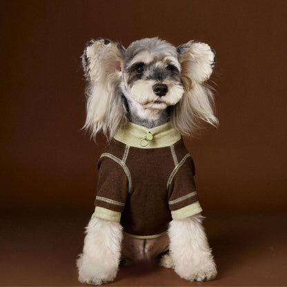 Autumn Winter Cozy Color-Block Silk Wool Dog Base Shirt