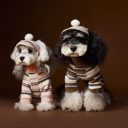 Warm Striped Four-Leg Thick Undershirt Dog Sweatshirt