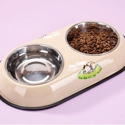 Colorful Printed Double Stainless Steel Pet Bowl
