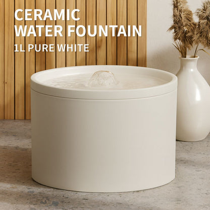 Ceramic Cat Water Fountain – Silent Circulating Pet Dispenser