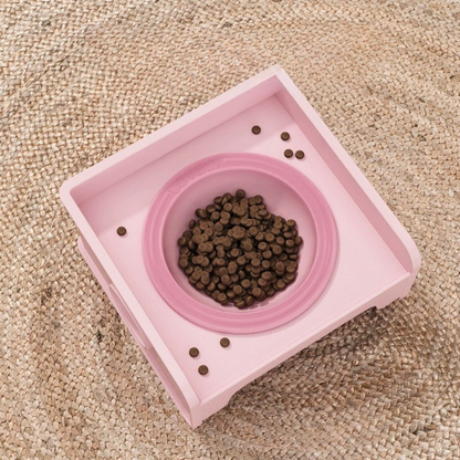 Modular Elevated Plastic Pet Bowl with Anti-Spill Design
