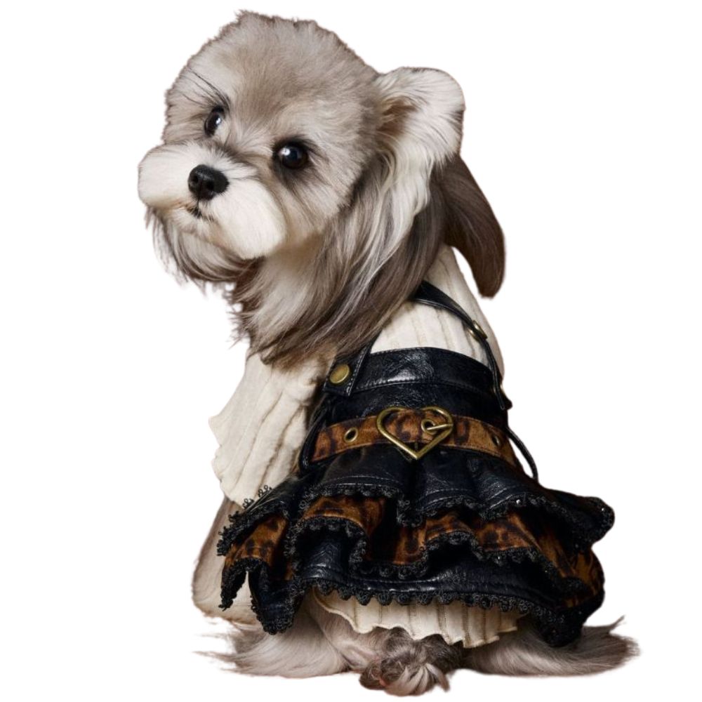 Autumn Dog Dress for Female Dogs Leopard Print Suspender Dress