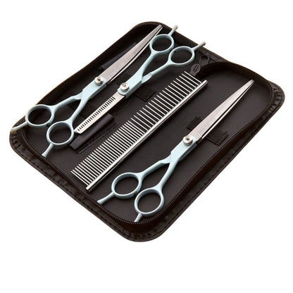 7-Inch Professional Pet Grooming Scissors Set – Curved Straight and Thinning Shears for Dogs and Cats