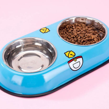 Colorful Printed Double Stainless Steel Pet Bowl
