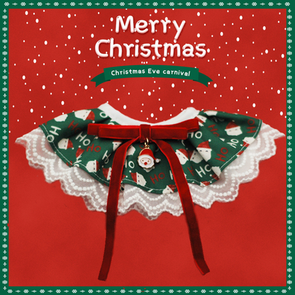 Christmas Lace Pet Bib Collar – Adjustable Neck Accessory for Cats and Dogs