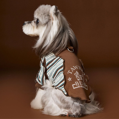 Dog Autumn Sportswear Striped Patchwork Zip-Up Hoodie