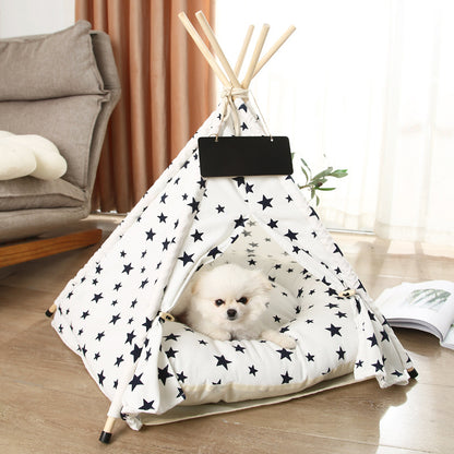 Cozy Cotton Teepee Pet Bed  Cat Small Dog