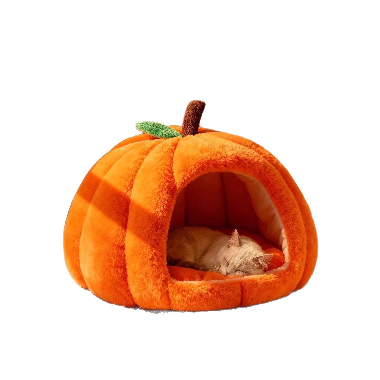 Cozy Pumpkin 360° Enclosed Design for Warmth Comfort Cat Bed