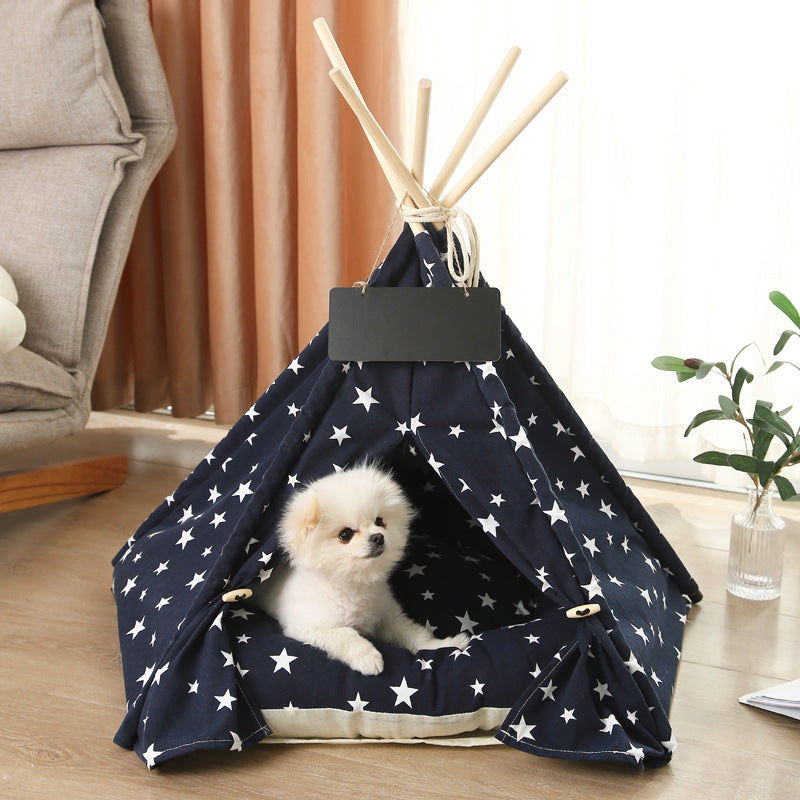 Cozy Cotton Teepee Pet Bed  Cat Small Dog