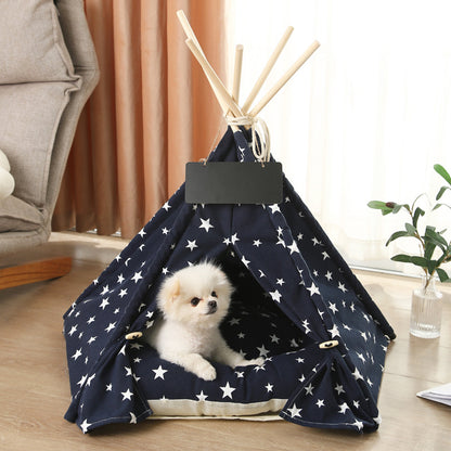 Cozy Cotton Teepee Pet Bed  Cat Small Dog