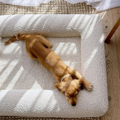 Orthopedic Foam Furry Pet Sofa Bed with Bolster Human Dog Bed