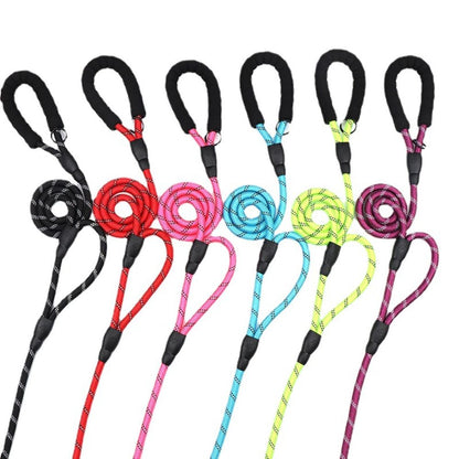 Reflective Rope Dog Leash with Waste Bag Holder – Durable Anti-Pull Pet Lead